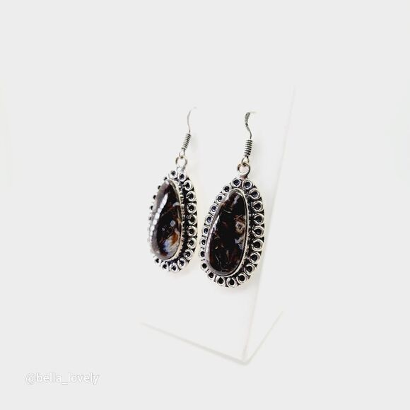 Stick Agate Handmade Drop Dangle Earrings Jewelry 2.2" - Picture 1 of 5